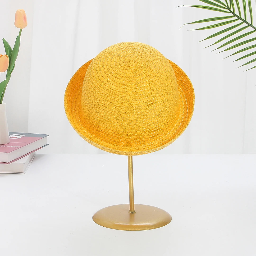 Kids Summer Sun Hat Children Boys Girls Straw Hat Bowler Hats Derby Cap Clothe Cap Beach Travel