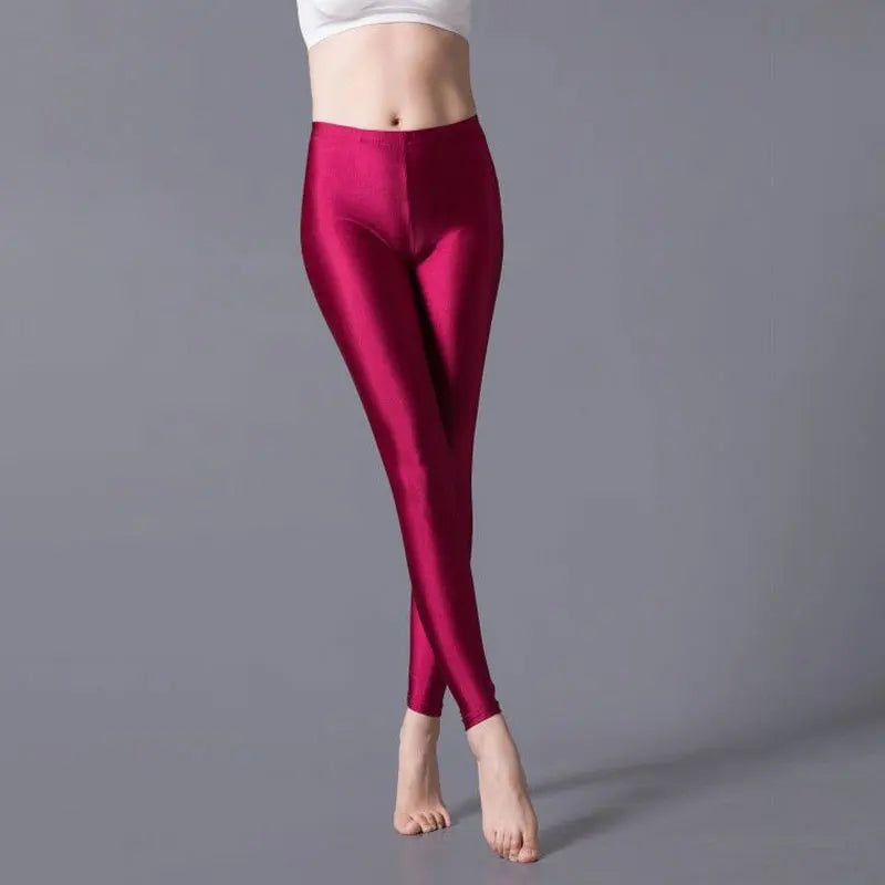 2024 New Satin Glossy Pants High Waist Sport Women Fitness Shiny Yoga Pants Tights Leggings High Elastic Glossy Leggings