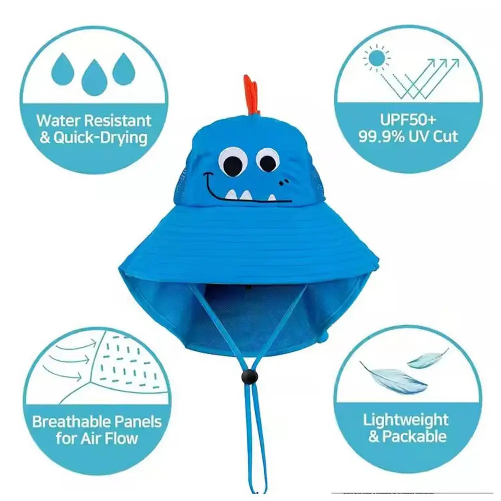Kid Hat Summer Cap Sun Thin Breathable Large Brim Fisherman Hat Children UV Protection Going Out Beach Sun Caps