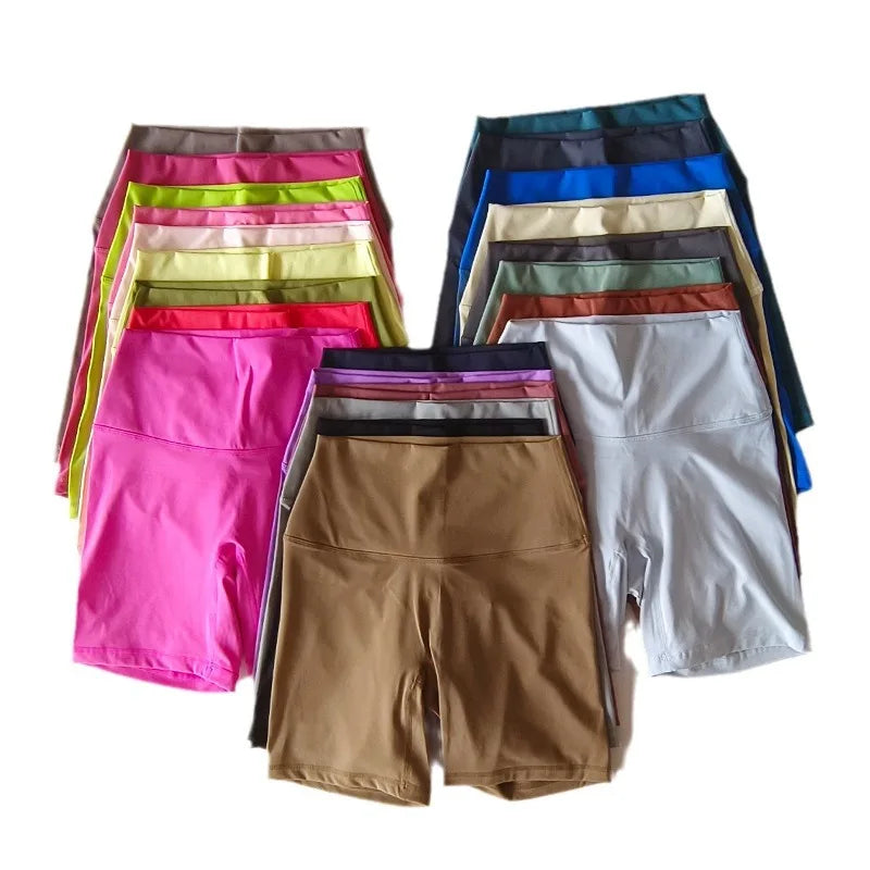 Sexy Solid Color Soft Tight Women Fitness Sport Short High Waist Yoga Short Leggings Cycling Comprehensive Training Jog Athletic