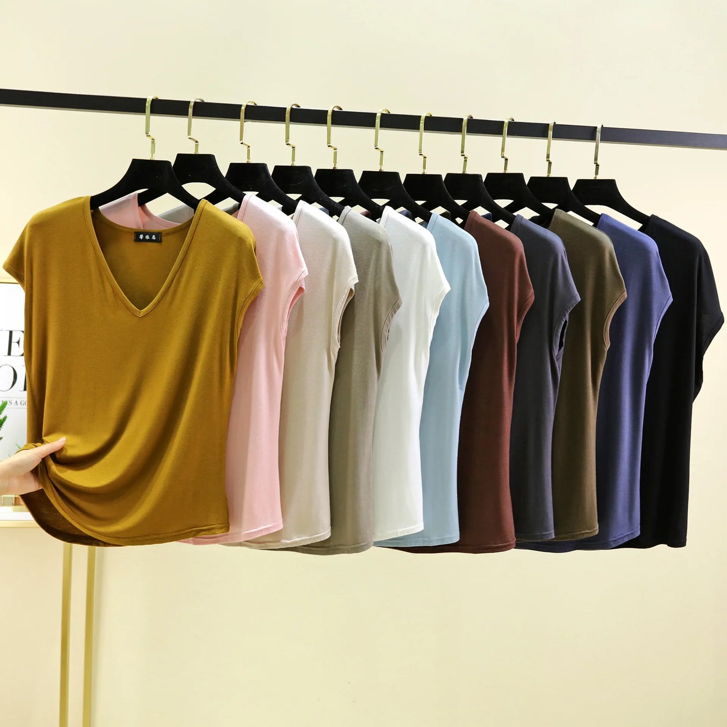 Modal V-Neck Tank Tops summer women's T-shirts sleeveless Plus size Thin Casual Loose Tee tops All match