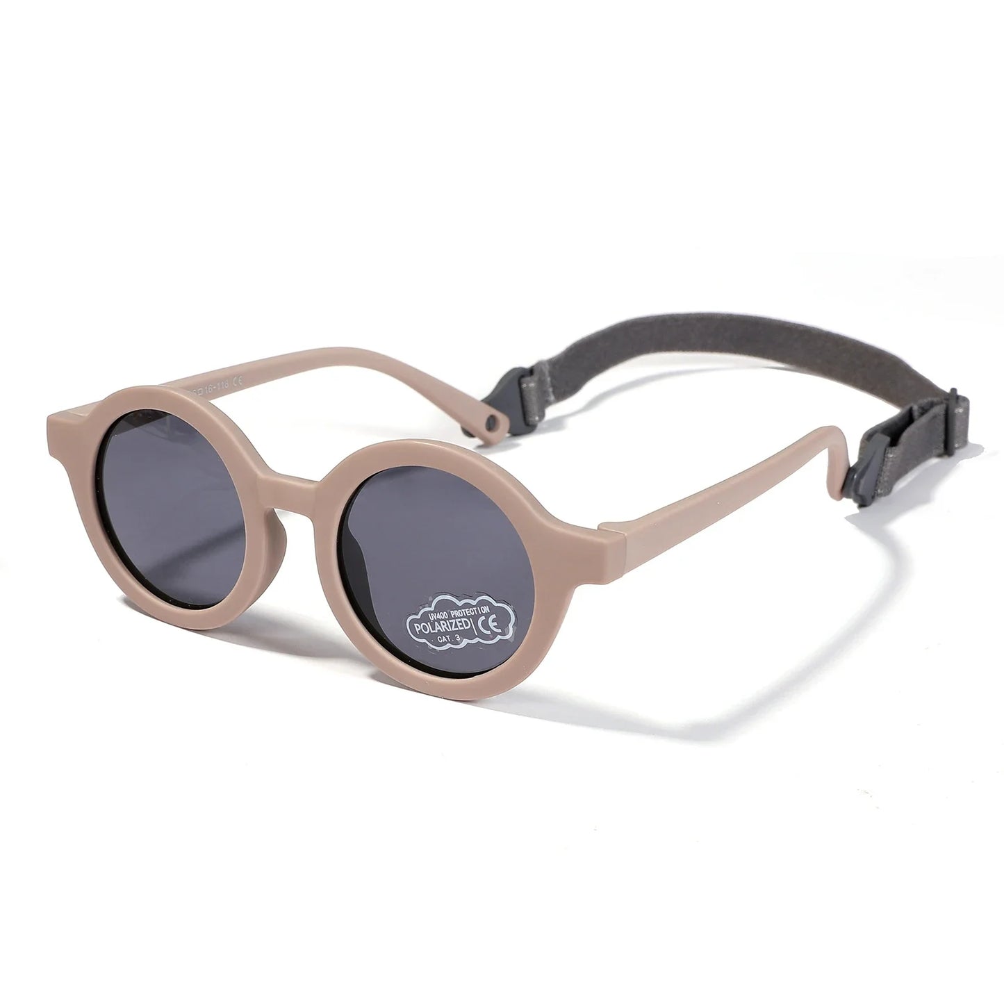 Baby Polarized Round Sunglasses Flexible Rubber Shades with Strap for Toddler Newborn Infant Ages 0-36 Months