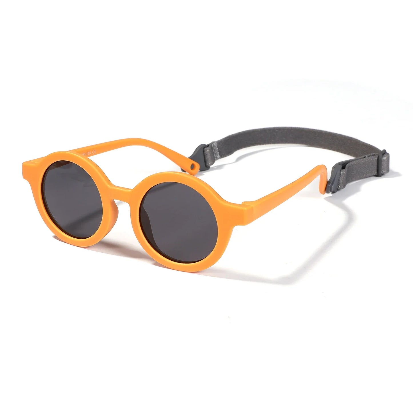 Baby Polarized Round Sunglasses Flexible Rubber Shades with Strap for Toddler Newborn Infant Ages 0-36 Months