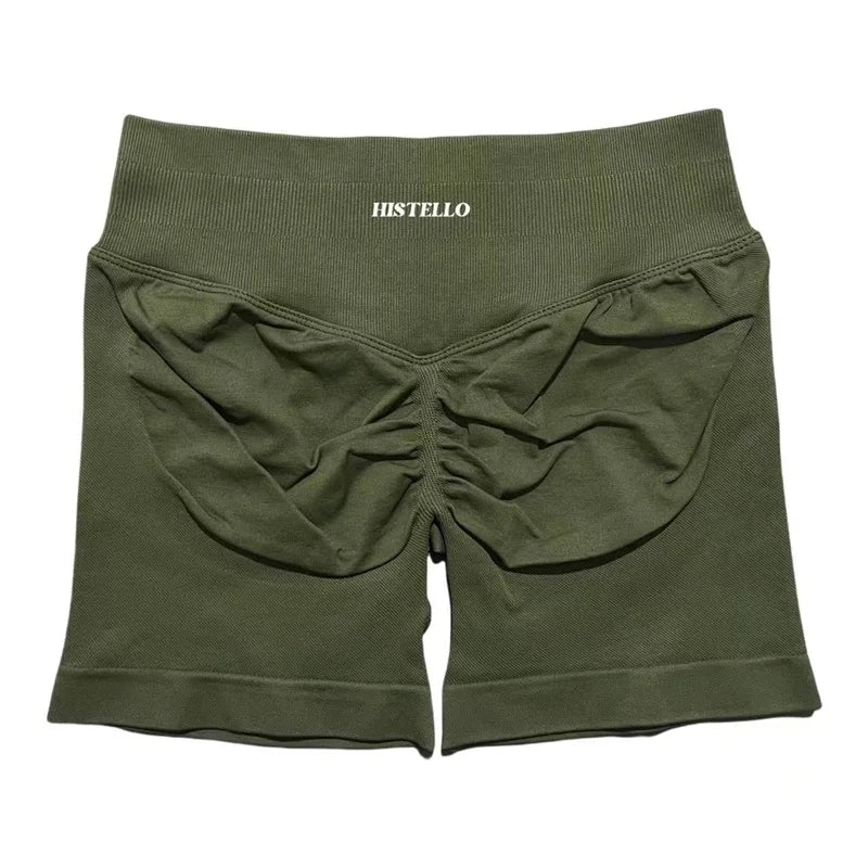 HISTELLO Sports Shorts Df Substitute High Waist Women Yoga Workout Short Seamless Leggings Stretch Fitness Running Gym Shorts