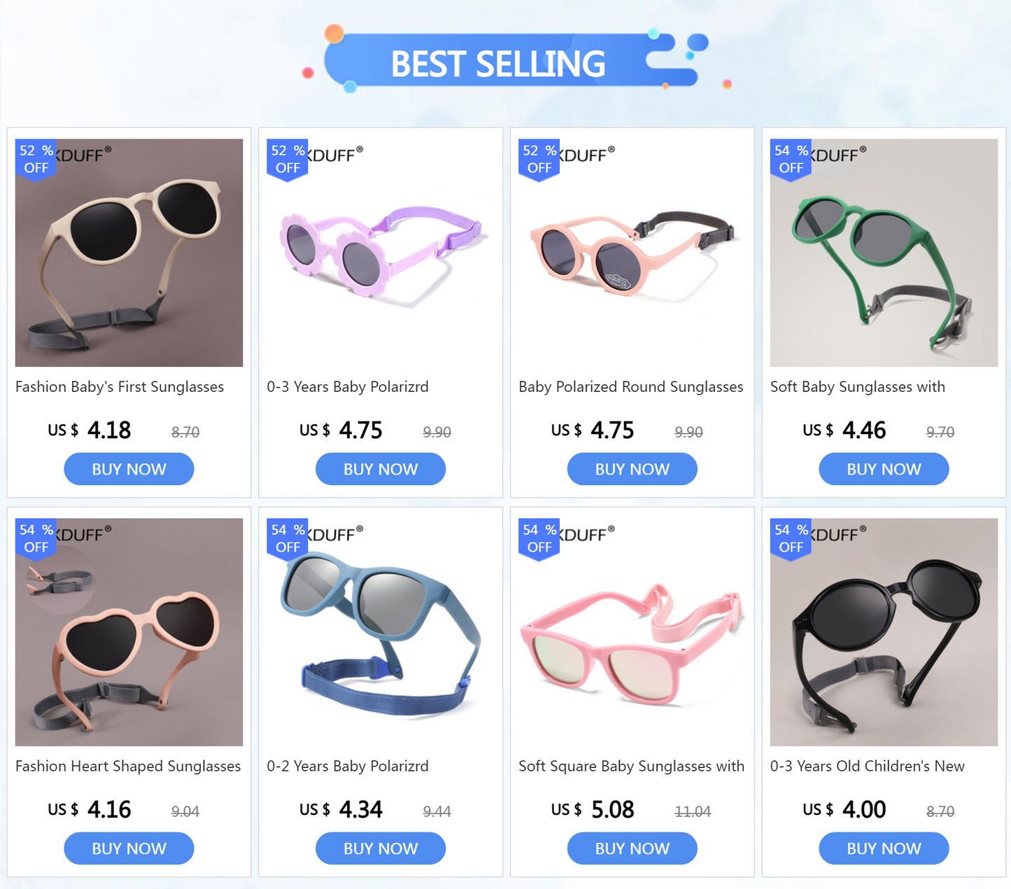 Baby Polarized Round Sunglasses Flexible Rubber Shades with Strap for Toddler Newborn Infant Ages 0-36 Months