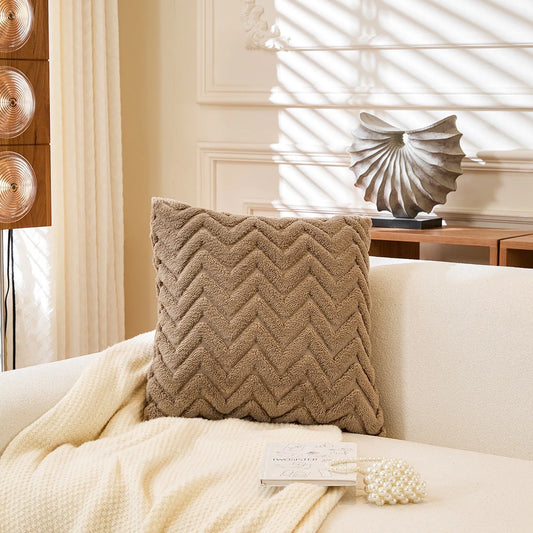 2pcs artificial plush wave pattern Throw Pillow Covers, suitable for various occasions such as bedding and home decoration