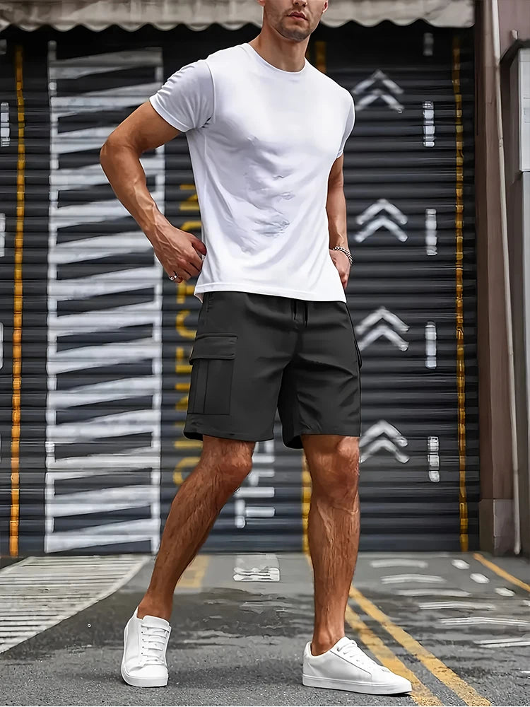 Big Pocket Men's Shorts Casual Work Cool Pants with point Loose Fit Clothing Waist Sports Male Outfit Shorts