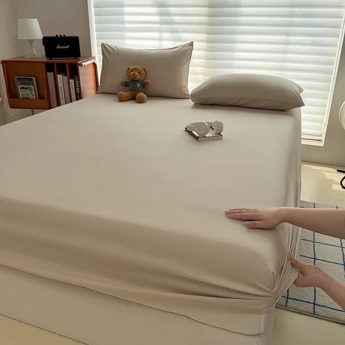 Washed Fitted Sheet with Elastic Bands Non Slip Adjustable Mattress Cover for Single Double King Queen Bed 90x200 150x200 180