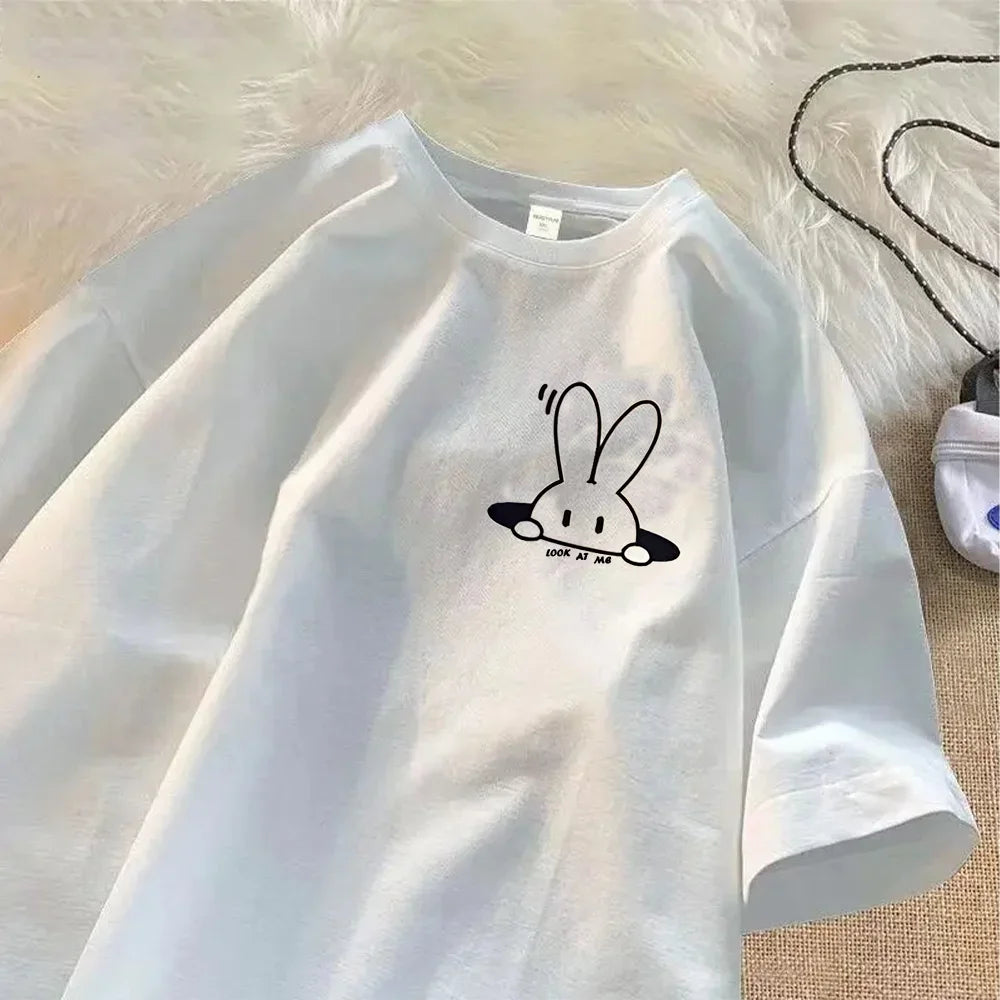 New Rabbit Printed Short Sleeved T-shirt for Women Fashion Summer Casual Women Outfit Y2K Top Tee Women Clothing