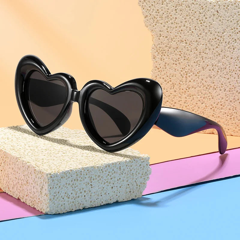 2024 New Children's Sunglasses And Funny Inflatable, Cute Heart Shaped Sunglasses, Female Instagram, Concave Shape