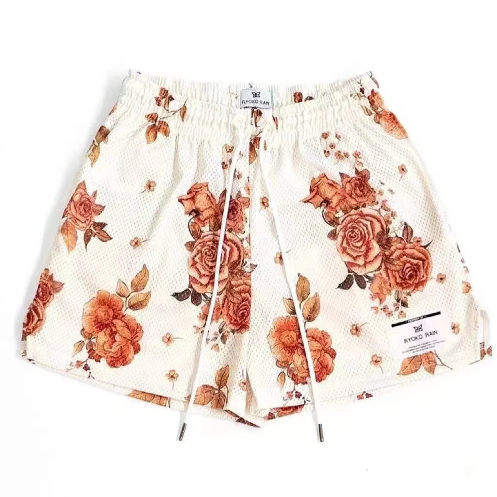 RYOKO RAIN New summer men's shorts men and women's fashion beach seaside casual shorts mesh sports quick-drying quarter pants