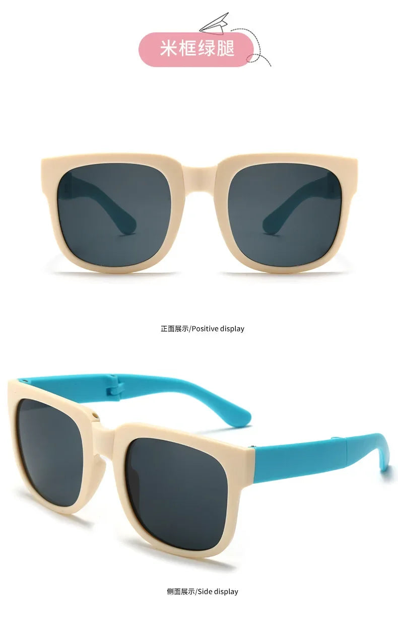3PCS Foldable Pocket Sunglasses for Kids Boys Girls Outdoor Travel Goggle Shades Eyewear Square Frame UV Protection Sun Glasses