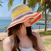 Women Hat Foldable Summer Straw Hat For Beach Travel Visors Female Face Protection UV Cut Bucket Cap Girl Sun Panama Wholesale