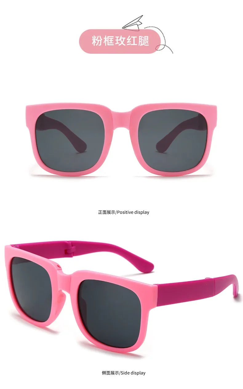 3PCS Foldable Pocket Sunglasses for Kids Boys Girls Outdoor Travel Goggle Shades Eyewear Square Frame UV Protection Sun Glasses