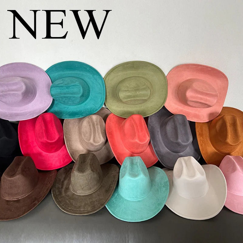 Western Vegan suede hat cowboy hat jazz panama hat unisex women's hat wide brim cowboy hat women's hat cowboy hat