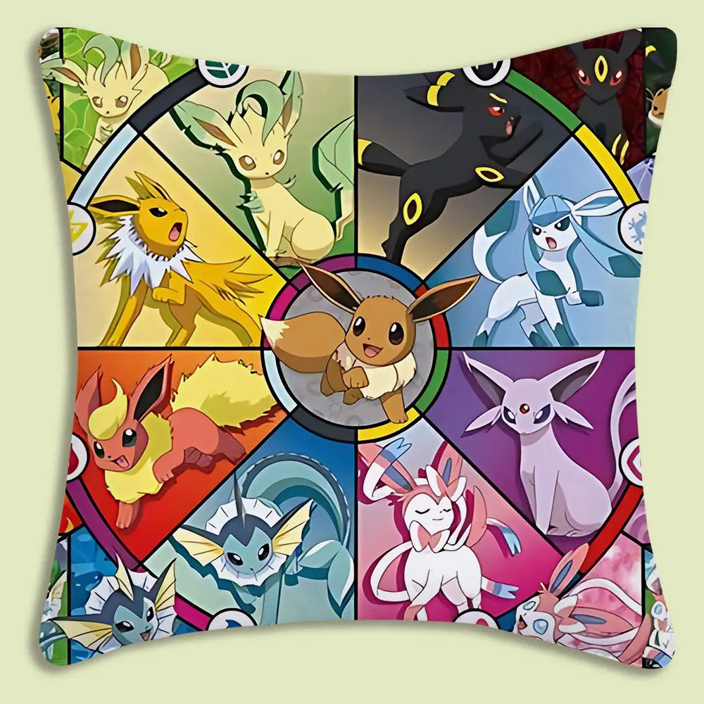 Anime P-Pokemon Pillow Covers Cartoon Sofa Decorative Home Double-sided Printing Short Plush Cute Cushion Cover