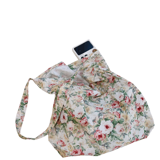 Floral Cotton Tote Bags Artful Everyday Carry (Size 44cm*33cm)