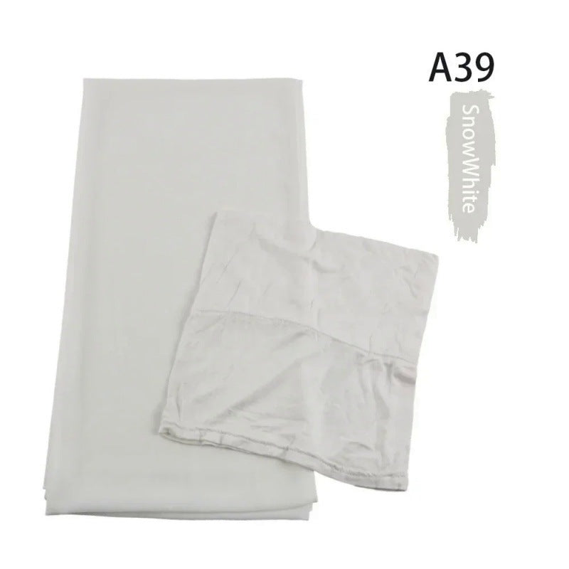 Same-color Chiffon Headscarf And Base Cap Set