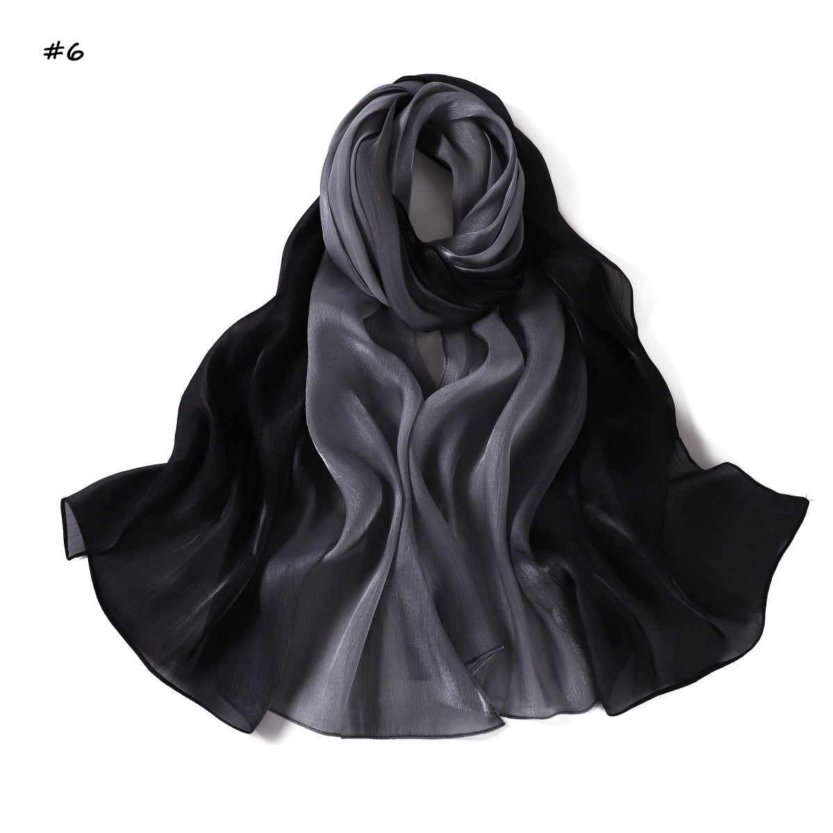 Gradient-colored Island Satin Crinkle Long Scarfnecktie