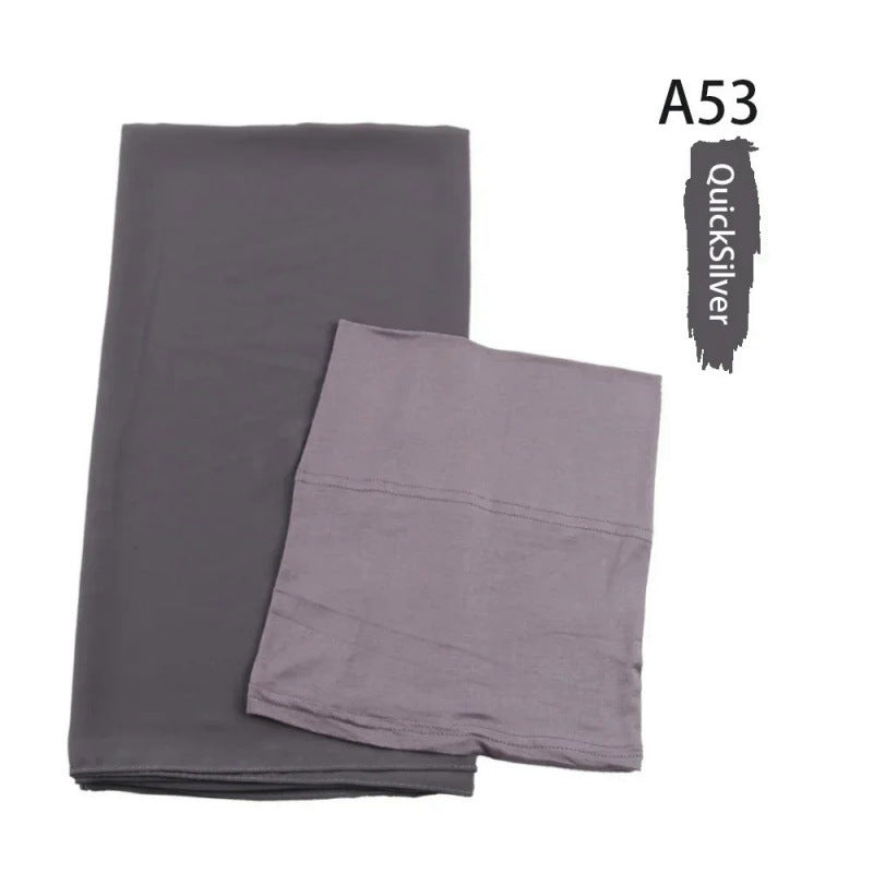 Same-color Chiffon Headscarf And Base Cap Set