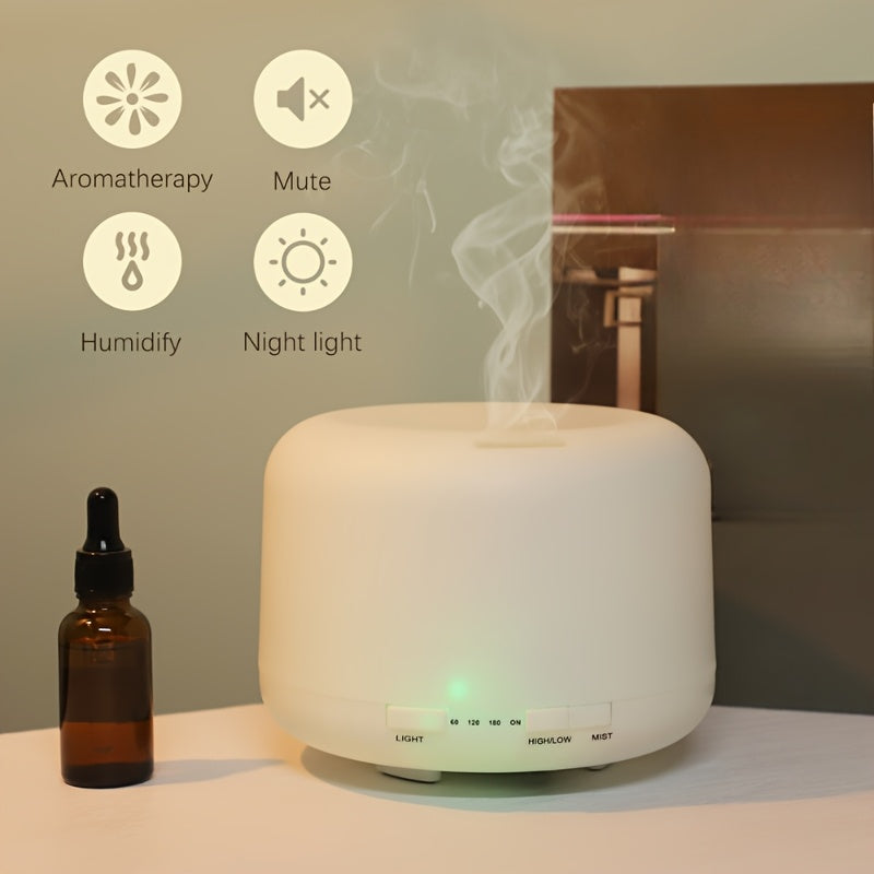 [Essential Oil Diffuser] 500ml Essential Oil Diffuser with Remote Control & LED Lamp - USB-Powered Aroma Humidifier for Home, Office, Spa - Quiet Operation, Safe Low Voltage (36V), Compact Design - Compatible with Essential O