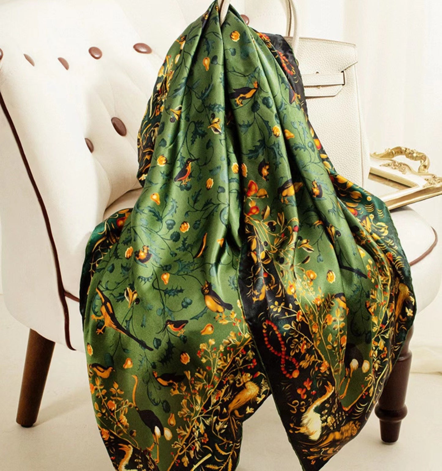Creative Exotic-print Versatile Silk Scarf