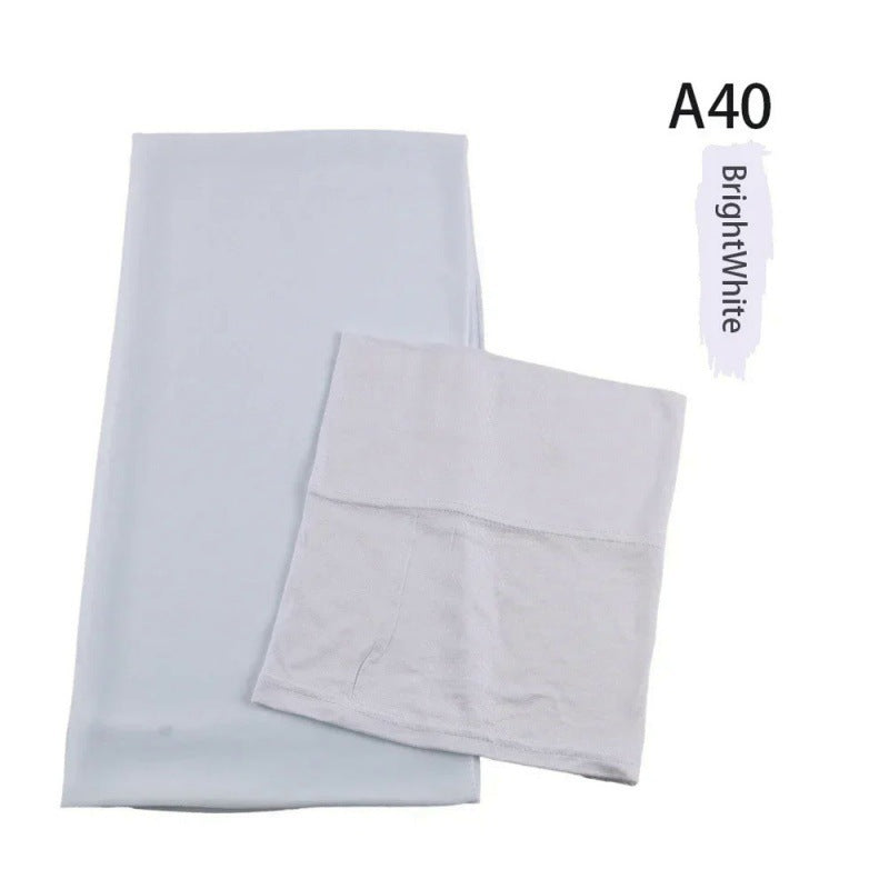 Same-color Chiffon Headscarf And Base Cap Set