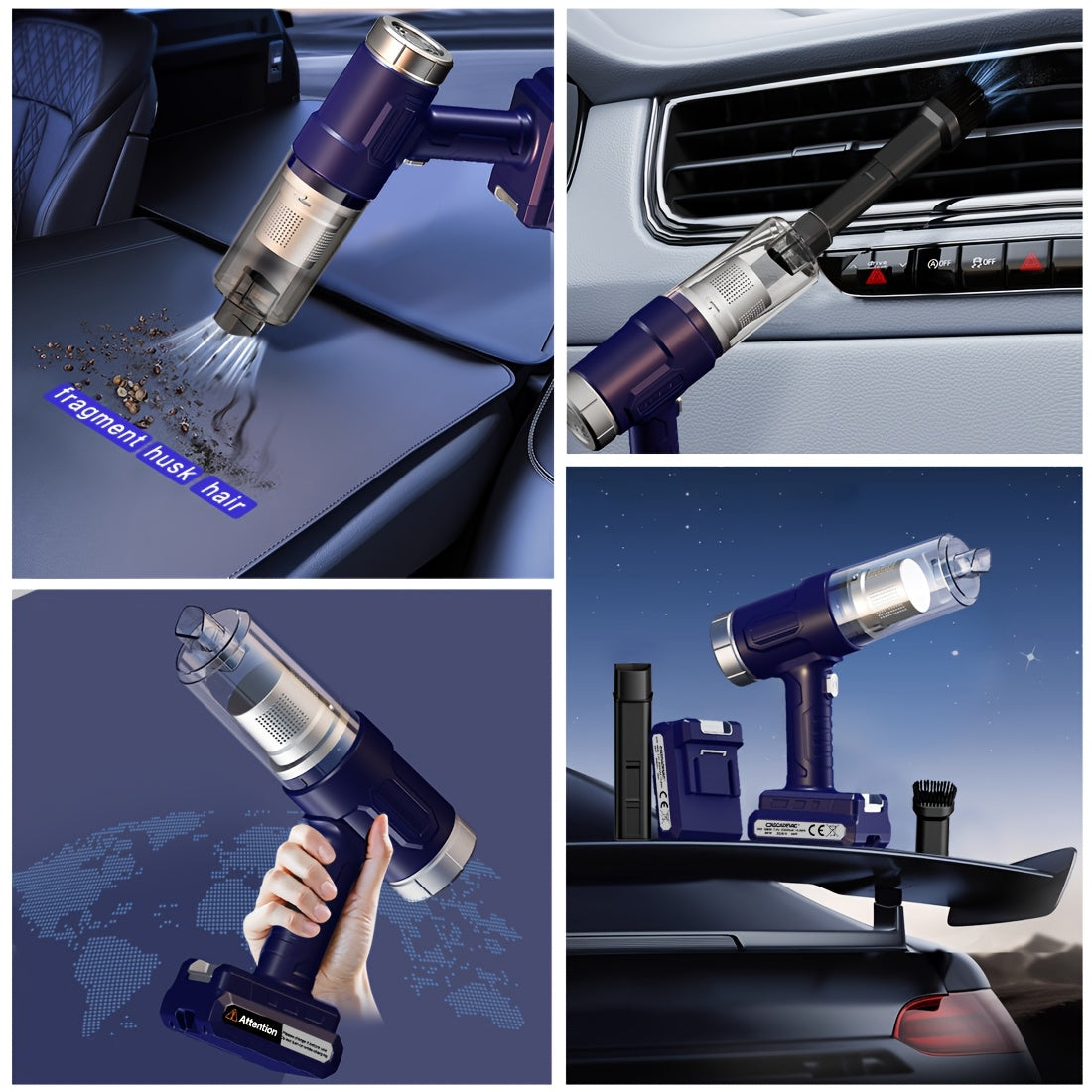 Powerful Car Vacuum Cleaner with Wireless Convenience, Ideal for Collecting Dust in Vehicles And Homes. Great for Automotive Use, It Effectively Cleans Gaps And Is Suitable for Cars, Rvs, Kitchens, Floors, And Various Other C
