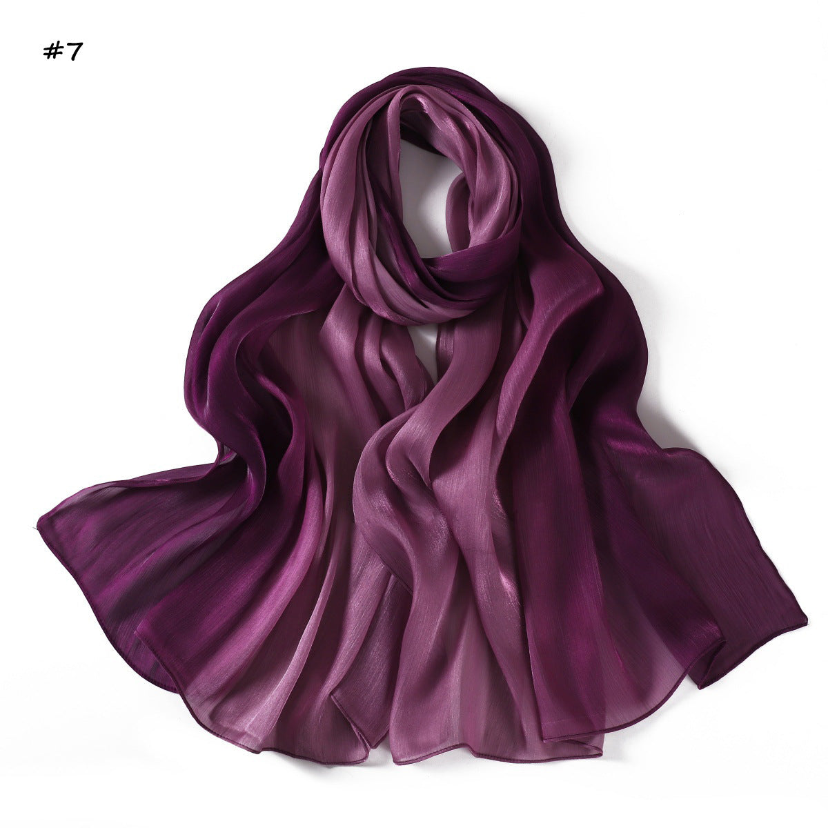 Gradient-colored Island Satin Crinkle Long Scarfnecktie