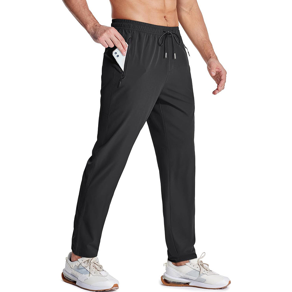 Sports Basketball Running Casual Pants Men's Loose Lace-up Elastic Waist Long Pants
